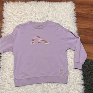 EVISU Lavender Big n Boxy - Floral Crew Sweatshirt
